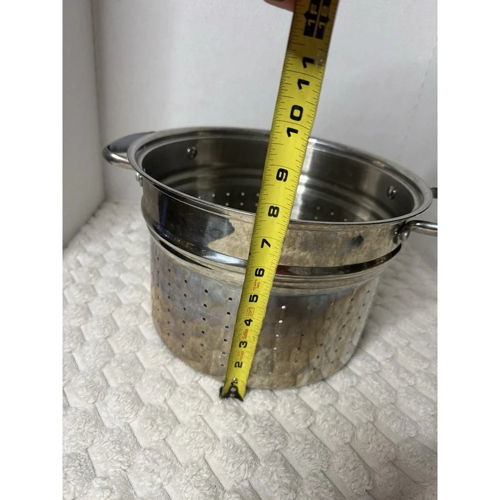 Belgique Stainless Steel Stock Pot Strainer Steamer Insert Double Handle 11 QT